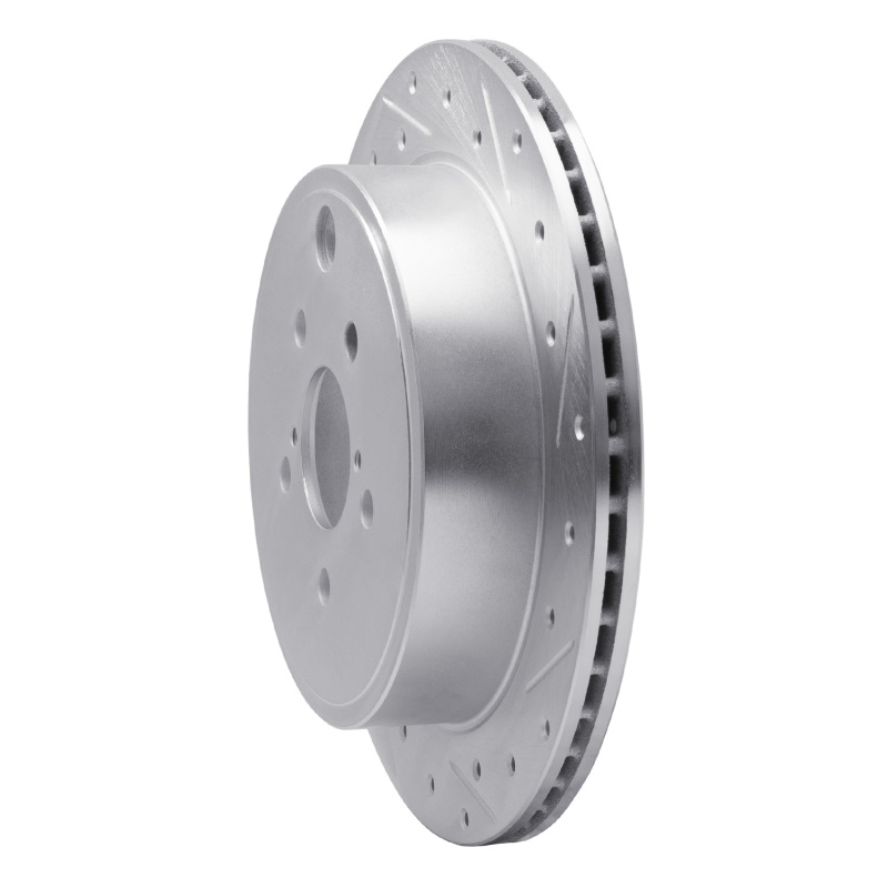 Scion FR-S Brake Rotor (1) - Rear Right - R1 Concepts - Drilled & Slotted - Silver - `10-`25